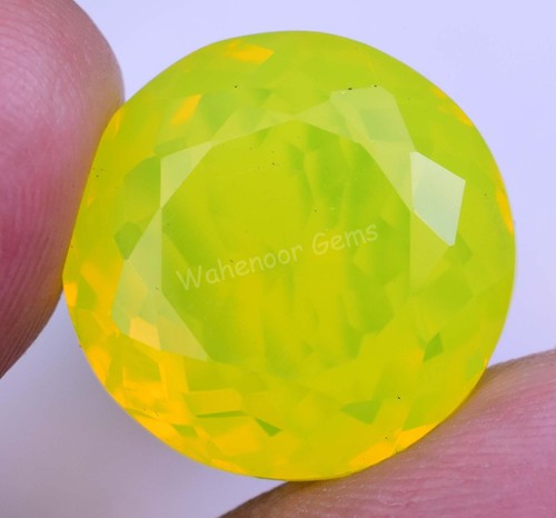 Natural Neon Yellow Opal 25.10 Ct Round Certified Untreated Rare Loose Gemstone - Picture 2 of 5