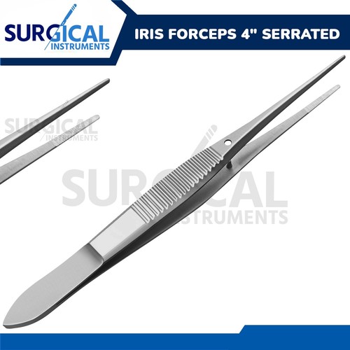Iris Forceps 4" Serrated Surgical Veterinary Instruments Straight German Grade - Picture 1 of 5