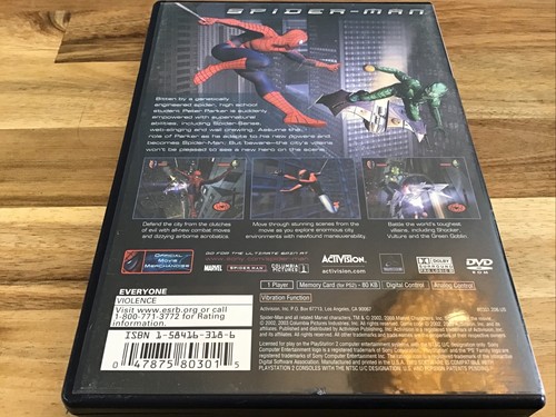 Spider-Man Sony PlayStation 2, 2002 PS2 Great Condition With Original Case Used - Picture 2 of 4