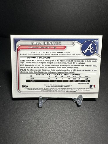 2024 Bowman Chrome 1st Prospect Auto Diego Benitez Atlanta Braves #CPA-DB - Picture 2 of 3