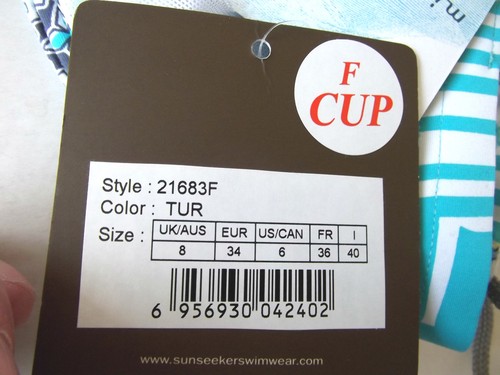SUNSEEKER Australia Bikini - Size 8(F Cup) - Turquoise,White,Yellow & Green-BNWT - Picture 9 of 9