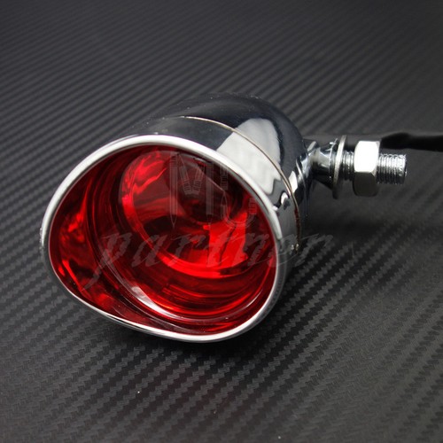 Luz de freno trasera de tope de bala cromada para motocicleta Cafe Racer Bobber Chopper - Imagen 2 de 8