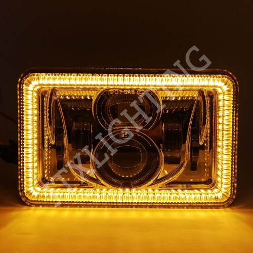 JTX Lighting 4x6" Chrome LED Headlights - White Halo Flashes Amber - Picture 4 of 10