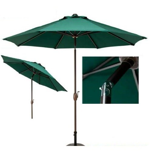 2 7m Green Umbrella Patio Garden Parasol Crank Lift Tilt Sun Shade Outdoor