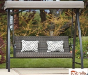 Garden Swing With Canopy Woven Patio Outdoor Pillows Quality Image Is Loading Garden Swing With Canopy Woven Patio Outdoor Pillows