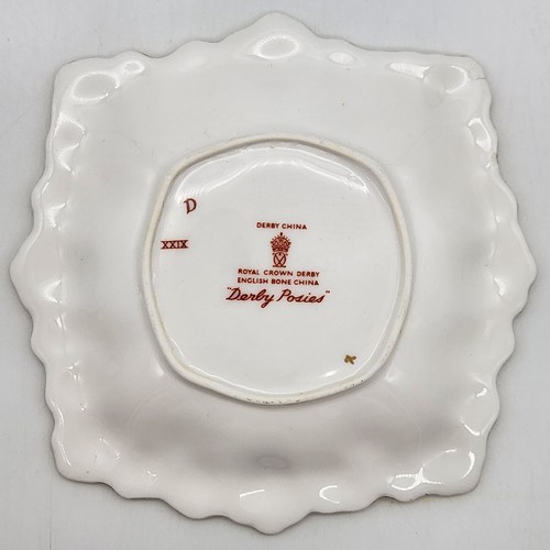 Royal Crown Derby Posies Round & Square Pin Dish (2) 11.5cm & 11cm 1966 England - Picture 8 of 17