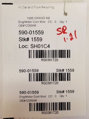 Engine ECM Electronic Control Module 6-181 3.0L Fits 85 CALAIS 381720 - Picture 5 of 5