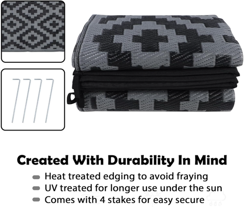 Alfombra Reversible Para Patio,Camping De 8'x8' Para Interiores Y Exteriores. - Picture 4 of 7