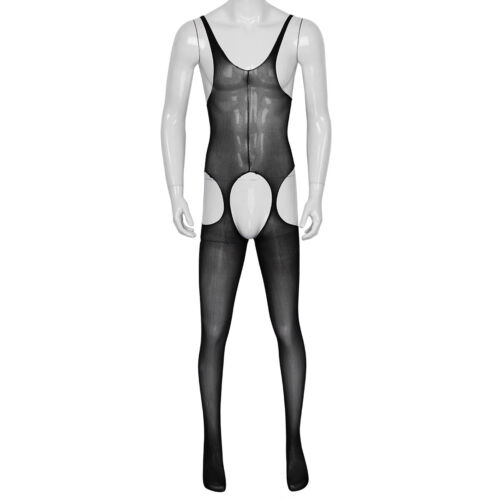 UK Men's Full Body Pantyhose Fishnet Sheer Body Stocking Bodysuit Underwear - Picture 28 of 71