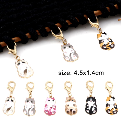 6-Piece Enamel Cat Knitting Stitch Markers Set for DIY Craft Projects - Picture 2 of 13