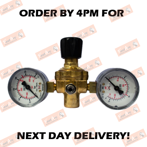 STICKSTOFF EINWEG REGULATOR M10 ARMATUR / 4MM STECKVERSCHRAUBUNG AUSLAUF MIT 2 MANOMETER - Bild 1 von 2