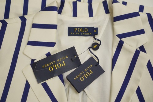 Women Polo Ralph Lauren Blazer Striped Cotton Size XL IT46 US10 UK14 - Picture 7 of 13