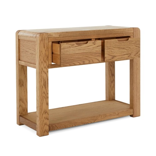 Unidad de almacenamiento de mesa/pasillo de roble grueso Ascot con cajones - Imagen 3 de 12