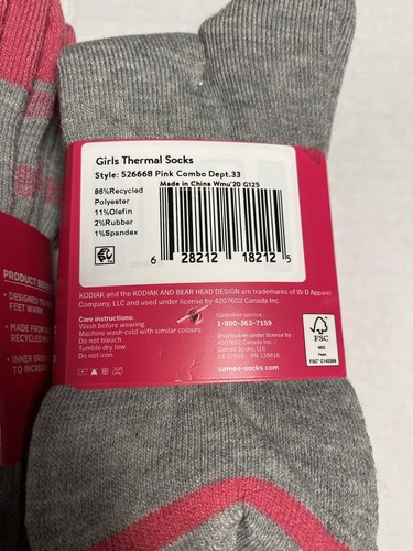 kodiak girls thermal creek socks 4 pairs 2 packs size large 4 - 10 - Picture 6 of 6