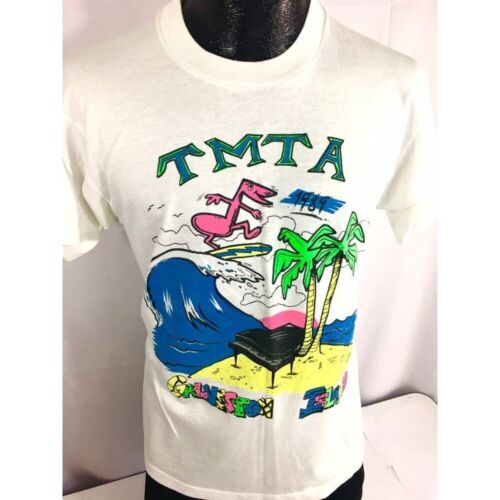 80's Screen Stars 1989 TMTA Galveston Island NEON Piano Island Bar 50/50 T Shirt - Picture 2 of 5