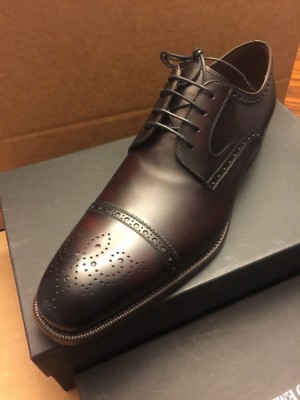 Massimo Matteo Black Leather Lace-Up Cap-Toe Derbys Cuoio Massimo Matteo Italian Cap Toe Men main image 2