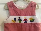 Smock A Dot Kids Boys Size 12 Months Red Smocked Gingham Longtall Romper — photo 4