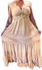 Hebeo  s  New Boho Wedding Dress Champagne Size 10