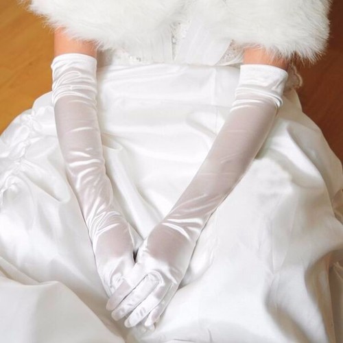 8 Stile Damen Braut Spitze Satin kurze/lange Handschuhe Bankett Party Hochzeit Abschlussball USA - Bild 33 von 75