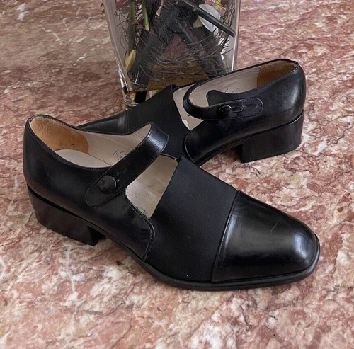 Via Spiga hergestellt in Italien Mary Jane Damen schwarz Blockabsatz Größe 7,5B EUC!