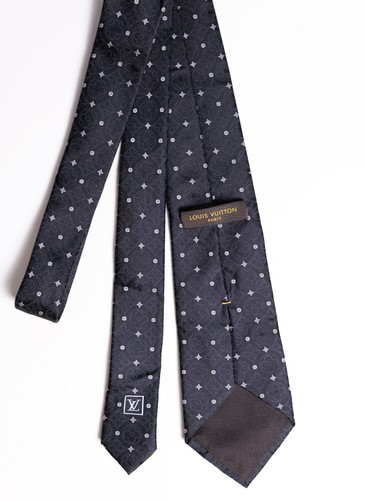 Louis Vuitton Black Monogram Diamond Pattern Logo Dress Necktie - Picture 5 of 5