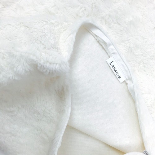 LANANAS  Faux Fur Pillow Cover Textured Plush Square Hidden Zip Lined Case WHITE - Picture 2 of 4