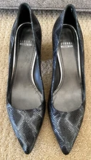 STUART WEITZMAN Pumps Snake Embossed Leather Chunky Heel Sz 8 Spain