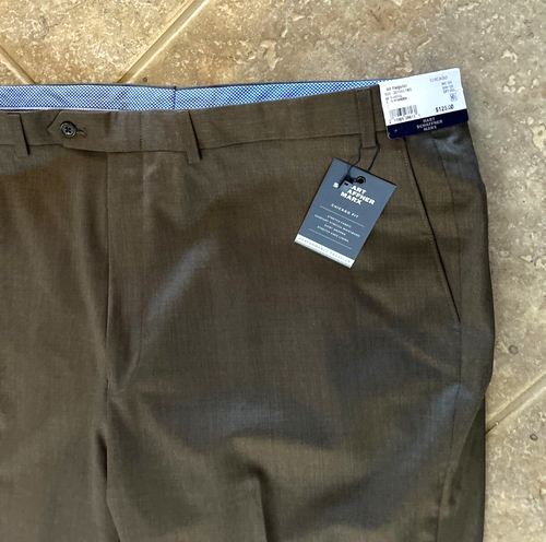 Hart Schaffner Marx Chicago Wool Blend Dress Pants 48R Unhemmed Brown $125 NWT - Picture 4 of 7