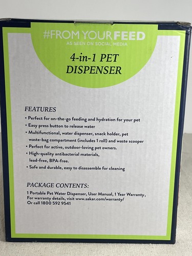 Pet Water and Food Or Snack Dispenser 10oz Gray Great 4 Travel - Picture 4 of 5
