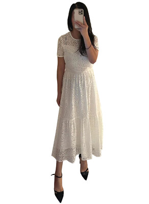 kate middleton crochet dress Kate Middleton's white Self-Portrait dress with crochet detailing