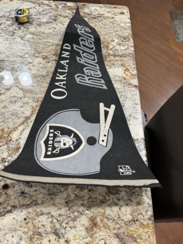 Vintage Oakland Raiders Two Bar Helmet NFL Football Pennant 30" 1960's 1970's - Picture 2 of 15