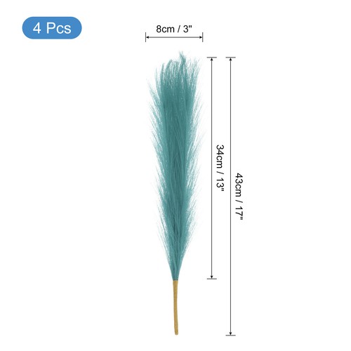 4pcs Faux Pampas Grass 17 Inch 6 Stem Artificial Grass for Decor, Blue Green - Picture 2 of 6