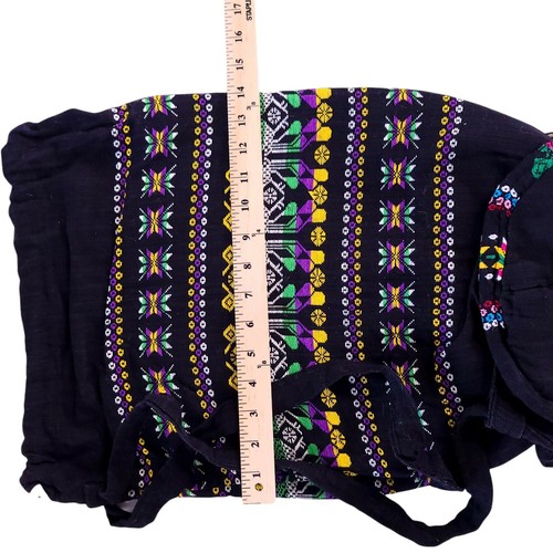 Vintage 90s Canvas Embroidered Geometric Duffel Backpack With Drawstring - Imagen 5 de 8