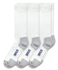 Top Flite Mens Coolmax Wicking Seamless Cushion Sport White Crew Socks 3 Pairs