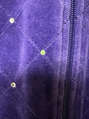 Womens Quacker Factory Purple Velour Full Zip Jacket Rhinestones  LG - Picture 3 of 10