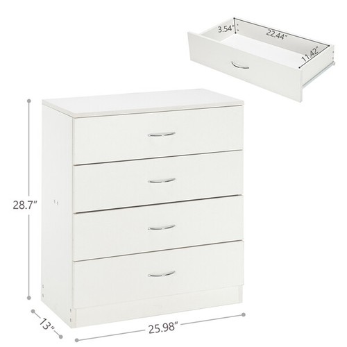 Modern 4-Drawer Dresser Organizer Storage for Bedroom Home Office White Elegant - Picture 2 of 13