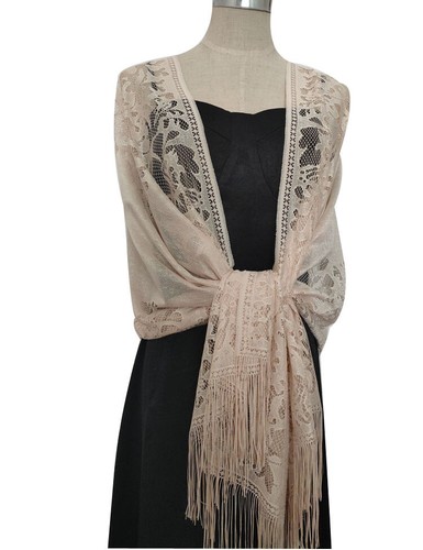 Tulle Wedding Wrap Shawl Lace Pashmina Party Evening Shawl Scarf With Tassels - Picture 11 of 29