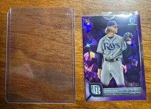 2022 Bowman Chrome Sapphire #66 Shane Baz RC Rookie Purple /25 Tampa Bay Rays