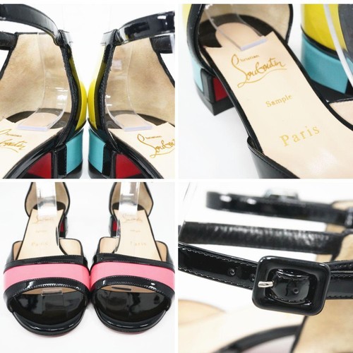 Christian Louboutin Mujer Punta Abierta Tobillo Correa Multicolor Talla 37 Usada - Imagen 19 de 20