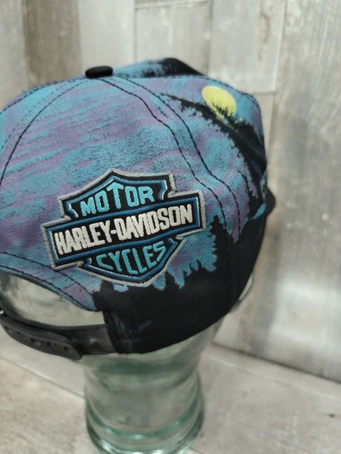 Vtg Harley Davidson Hat Cap Snap Back Survivor Blue Wolf Mens USA Excellent  - Picture 6 of 10