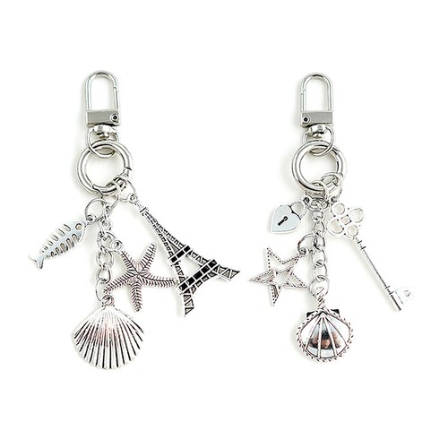 Fashion Starfish Shell Keychain Retro Silver Color Key Pendant AccessoriJO - Picture 2 of 8