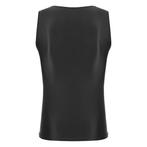 Mens Glossy Smooth Tank Top Stretchy Sleeveless Vest Yoga Gym Fitness Crop Shirt - Picture 11 of 108