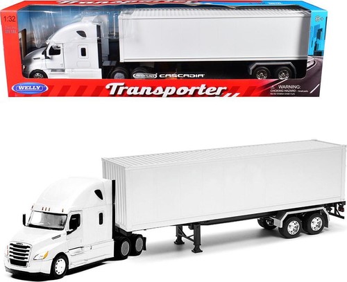 Freightliner Cascadia White w/ Container Transporter Series 1/32 Model by Welly - Picture 3 of 4