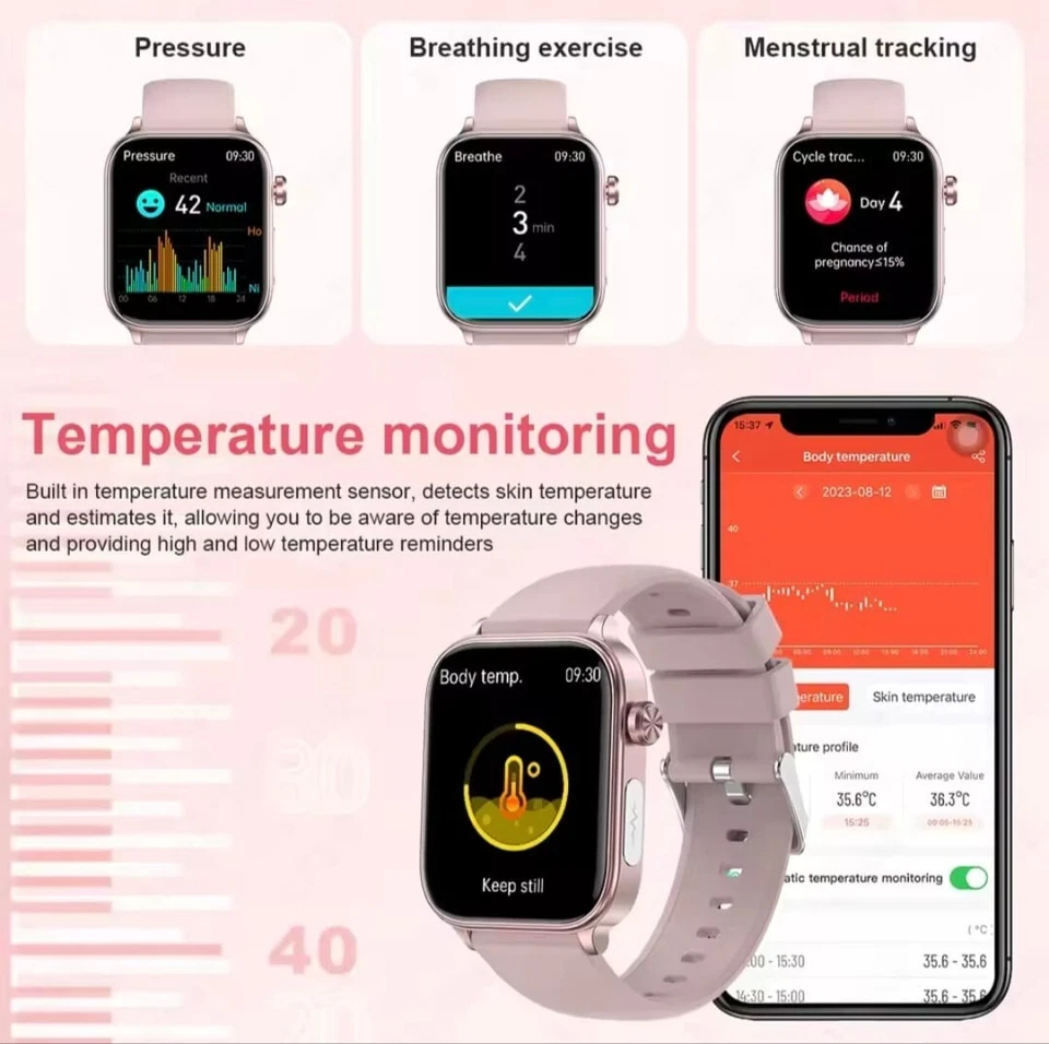 Smart Watch Men Women Fitness Tracker Blood Pressure Heart Rate Sport Watches UK - Image 4 of 4