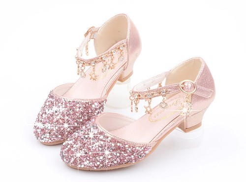 Kids Girls Ice Queen Princess Party Sequins Crystal Glitter Fancy Dress Sandals - Picture 37 of 80