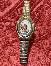 Vintage Disney MCK625 Minnie Mouse Ladies Metal Band Watch 2 Tone Stretch Band