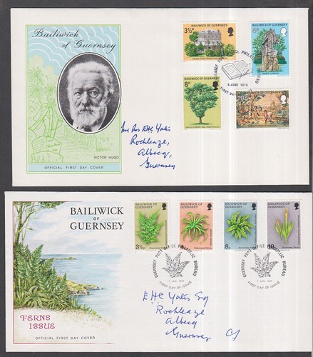 Guernsey 1975 FDC Victor Hugo Hauteville Christmas Peace on Earth Fern Plants - Picture 2 of 3