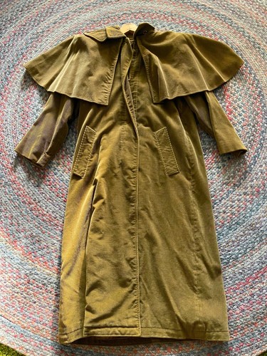 Womens - Large - CALVIN KLEIN - Thick Corduroy - Removable Cape 50" Trench Coat - Picture 8 of 21