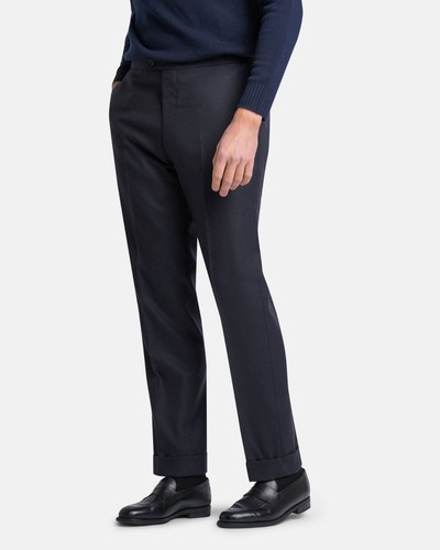 Cavour Mod 2 Flat Front British Flannel Trousers – Navy, Size 48 - Picture 4 of 5
