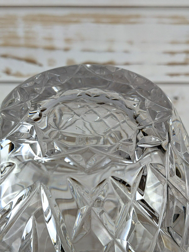 Vintage Cut Crystal Heavy Etched Frosted Roses 8" Vase Sawtooth Top - Picture 8 of 8